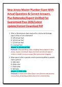 New Jersey Master Plumber Exam With Actual Questions & Correct Answers&comma; Plus Rationales&sol;Expert Verified For Guaranteed Pass 2026&sol;Latest Update&sol;Instant Download Pdf