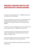 REDCROSS LIFEGUARD PRACTICE TEST QUESTIONS WITH VERIFIED ANSWERS