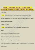 Ohio Laws & Regulations Exam &ndash; Funeral Directing & Embalming &lpar;OAC 4717-1&rpar; &vert; Study Guide &plus; Verified Answers