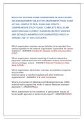 WGU C810 OA FINAL EXAM FOUNDATIONS IN HEALTHCARE  DATA MANAGEMENT OBJECTIVE ASSESSMENT FINAL EXAM  ACTUAL COMPLETE REAL EXAM 2026 UPDATE &vert;  COMPREHESIVE STUDY GUIDE &sol; COMPLETE REAL EXAM  QUESTIONS AND CORRECT ANSWERS &lpar;EXPERT VERIFIED  AND DETAILED ANSWERS