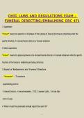 Ohio Laws & Regulations Exam &ndash; Funeral Directing & Embalming &lpar;ORC 4717&rpar; &vert; Study Guide &plus; Exam Questions & Verified Answers
