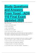 Study Questions and Answers From Yoost - ADN 110 Final Exam Updated 2026