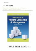 Test bank Essentials of Nursing Leadership & Management Seventh Edition all chapters fully covered with test questions and answers guide A&plus;