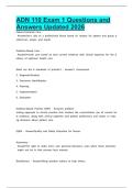 ADN 110 Exam 1 Questions and Answers Updated 2026