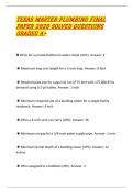 TEXAS MASTER PLUMBING FINAL PAPER 2026 SOLVED QUESTIONS GRADED A&plus; 