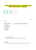 Florida Claims Adjuster Exam &vert; 206 Questions with 100&percnt; Correct Answers &vert; 186 Pages