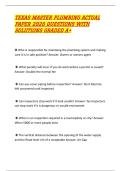 TEXAS MASTER PLUMBING ACTUAL PAPER 2026 QUESTIONS WITH SOLUTIONS GRADED A&plus; 