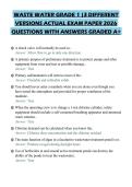 WASTE WATER GRADE 1 &vert;3 DIFFERENT VERSIONS ACTUAL EXAM PAPER 2026 QUESTIONS WITH ANSWERS GRADED A&plus;