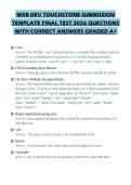 WEB DEV TOUCHSTONE SUBMISSION TEMPLATE FINAL TEST 2026 QUESTIONS WITH CORRECT ANSWERS GRADED A&plus;
