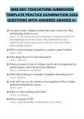 WEB DEV TOUCHSTONE SUBMISSION TEMPLATE PRACTICE EXAMINATION 2026 QUESTIONS WITH ANSWERS GRADED A&plus;
