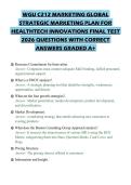 WGU C212 MARKETING GLOBAL STRATEGIC MARKETING PLAN FOR HEALTHTECH INNOVATIONS FINAL TEST 2026 QUESTIONS WITH CORRECT ANSWERS GRADED A&plus;
