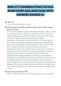 WGU C717 BUSINESS ETHICS ACTUAL EXAM PAPER 2026 QUESTIONS WITH ANSWERS GRADED A&plus;