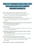 WGU C717 BUSINESS ETHICS FINAL TEST 2026 QUESTIONS WITH CORRECT ANSWERS GRADED A&plus;