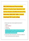 NSG 5240 Advanced Pharmacology Midterm Practice Exam 2026&sol;2027 Complete Questions&comma; Answers&comma; and Rationales South College
