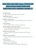 WGU D203 ANATOMY & PHYSIOLOGY 2025 ACTUAL EXAM PAPER 2026 QUESTIONS WITH ANSWERS GRADED A