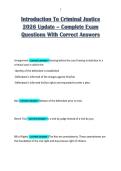 Introduction To Criminal Justice 2026 Update &ndash; Complete Exam Questions With Correct Answers