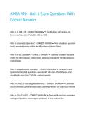 AMSA 490 - Unit 1 Exam Questions With Correct Answers