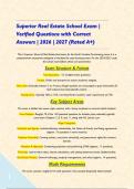 Superior Real Estate School Exam &vert; Verified Questions with Correct Answers &vert; 2026 &vert; 2027 &lpar;Rated A&plus;&rpar;  