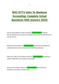 WGU D774 Intro To Business Accounting- Complete Actual Questions With Answers 2026 