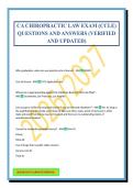 CA CHIROPRACTIC LAW EXAM &lpar;CCLE&rpar; QUESTIONS AND ANSWERS &lpar;VERIFIED AND UPDATED&rpar;