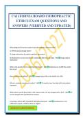 CALIFORNIA BOARD CHIROPRACTIC ETHICS EXAM QUESTIONS AND ANSWERS &lpar;VERIFIED AND UPDATED&rpar;