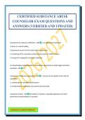 CERTIFIED SUBSTANCE ABUSE COUNSELOR EXAM QUESTIONS AND ANSWERS &lpar;VERIFIED AND UPDATED&rpar;