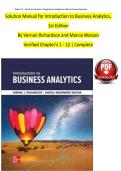 Solution manual for Introduction to Business Analytics&comma; 1st Edition by Richardson and Watson&comma; Chapter 1 to 12 complete editon