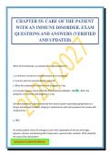 CHAPTER 55&colon; CARE OF THE PATIENT WITH AN IMMUNE DISORDER&period; EXAM QUESTIONS AND ANSWERS &lpar;VERIFIED AND UPDATED&rpar;