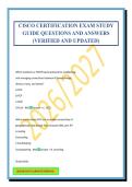 CISCO CERTIFICATION EXAM STUDY GUIDE QUESTIONS AND ANSWERS &lpar;VERIFIED AND UPDATED&rpar;