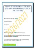 CLINICAL NEUROSCIENCE&colon; EXAM 2 QUESTIONS AND ANSWERS &lpar;VERIFIED AND UPDATED&rpar;