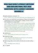 WGU D669 EARLY LITERACY METHODS AND EXPLORE FINAL TEST 2026 QUESTIONS WITH CORRECT ANSWERS GRADED A&plus;