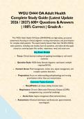 WGU D444 OA Adult Health Complete Study Guide &lpar;Latest Update 2026 &sol; 2027&rpar; 600&plus; Questions & Answers &vert; 100&percnt; Correct &vert; Grade A - 