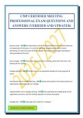 CMP CERTIFIED MEETING PROFESSIONAL EXAM QUESTIONS AND ANSWERS &lpar;VERIFIED AND UPDATED&rpar;