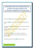 CERTIFIED MEETING PROFESSIONAL &lpar;CMP&rpar; EXAM QUESTIONS AND ANSWERS &lpar;VERIFIED AND UPDATED&rpar;
