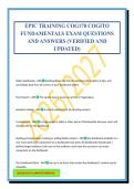 EPIC TRAINING COG170 COGITO FUNDAMENTALS EXAM QUESTIONS AND ANSWERS &lpar;VERIFIED AND UPDATED&rpar;