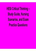 HESI Critical Thinking Study Guide Nursing Scenarios and Exam Practice Questions Test Bank Solutions Manual 2025&sol; 2026