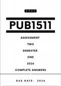 PUB1511 Assignment 2 Answers -  Semester 1 &comma; 2026 &vert; Due Date 2026