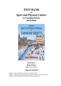 Test Bank Sport and Physical Culture in Canadian Society 2nd Edition &lpar;Scherer & Wilson&rpar; Complete Exam Questions & Answers