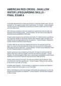 AMERICAN RED CROSS - SHALLOW WATER LIFEGUARDING SKILLS - FINAL EXAM A QUESTIONS WITH CORRECT ANSWERS