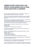 AMERICAN RED CROSS SHALLOW WATER LIFEGUARDING SKILLS FINAL EXAM QUESTIONS & ANSWERS &vert; GRADED A