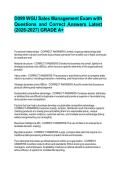 D099 WGU Sales Management Exam with Questions and Correct Answers Latest &lpar;2026-2027&rpar; GRADE A&plus;&period;