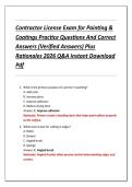 Contractor License Exam for Painting &  Coatings Practice Questions And Correct  Answers &lpar;Verified Answers&rpar; Plus  Rationales 2026 Q&A Instant Download  Pdf 