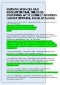 Nursing Sciences EAQ Developmental Theories Questions with Correct Answers Test Bank Comprehensive Exam Prep for Nursing Students Success