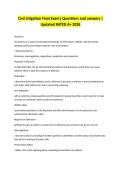 Civil Litigation Final Exam&vert; Questions and answers &vert; Updated new 2026