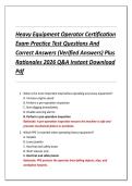 Heavy Equipment Operator Certification  Exam Practice Test Questions And  Correct Answers &lpar;Verified Answers&rpar; Plus  Rationales 2026 Q&A Instant Download  Pdf 