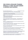 RED CROSS LIFEGUARD TRAINING  MODULE 15&colon; FIRST AID FOR SUDDEN  ILLNESSES AND INJURIES EXAM QUESTIONS AND ANSWERS 
