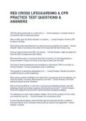 RED CROSS LIFEGUARDING & CPR PRACTICE TEST QUESTIONS & ANSWERS