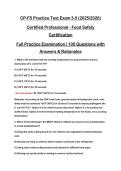 CP-FS Practice Test Exam 3-5 &lpar;2025&sol;2026&rpar; Certified Professional - Food Safety Certification Full Practice Examination &vert; 100 Questions with Answers & Rationales