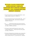 WV Septic Installer EXAM STUDY  GUIDE 2026&sol;2027 COMPLETE  QUESTIONS WITH VERIFIED CORRECT  ANSWERS &vert;&vert; 100&percnt; GUARANTEED PASS <NEWEST VERSION>