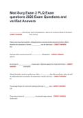 Med Surg Exam 2 PLQ Exam questions 2026 Exam Questions and verified Answers